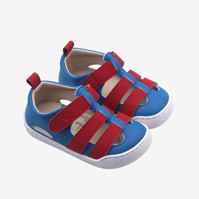 Sandalia ergonómica Hera Azul y Rojo 100% cuero